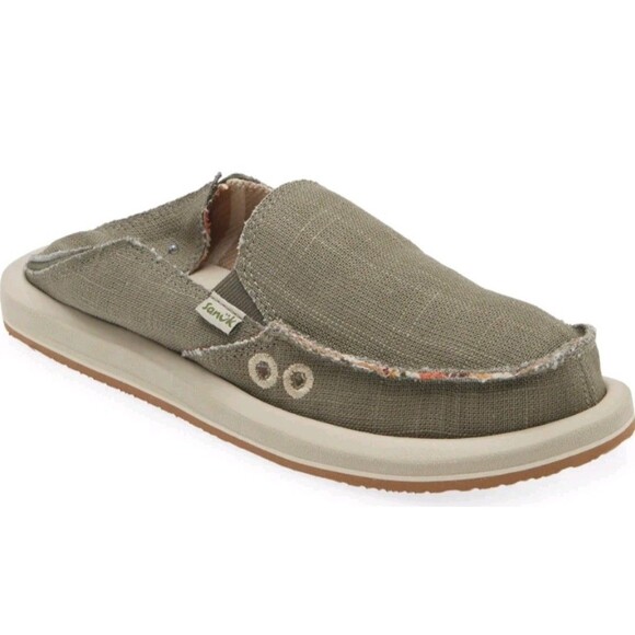 Sanuk DONNA HEMP Sidewalk Surfer Loafers 1157051 SMOKEY OLIVE Sz 10 NWOB - Picture 2 of 7